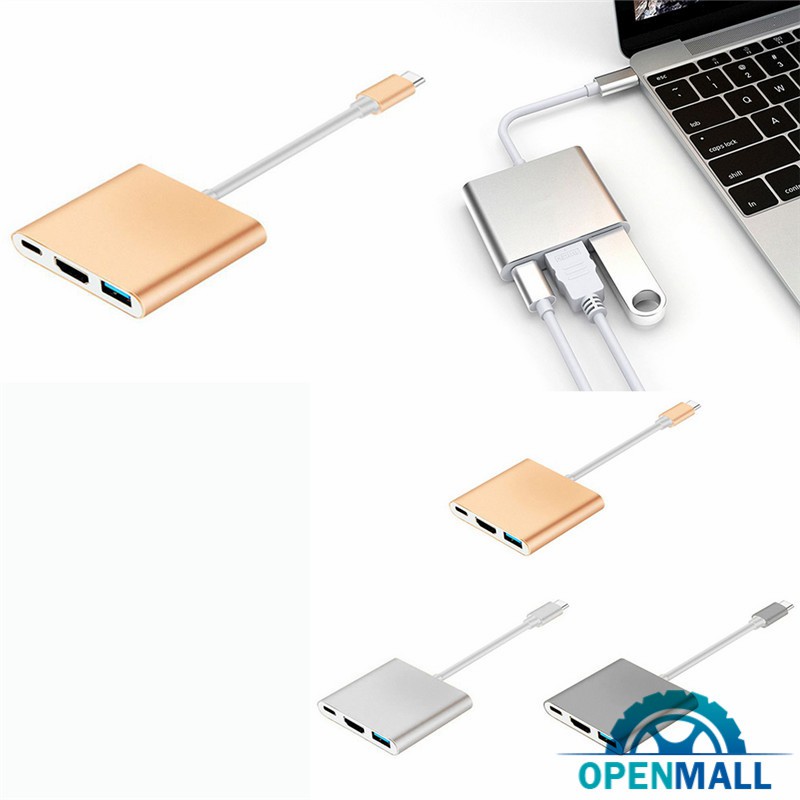 Bộ chuyển đổi 3 cổng OM Type C USB 3.1 - USB-C 4K HDMI USB 3.0 cho Apple Macbook