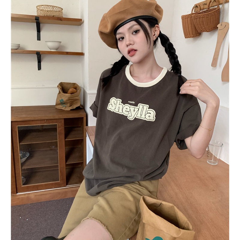 Áo Thun Nữ Cổ Tròn Ngắn Tay In Chữ