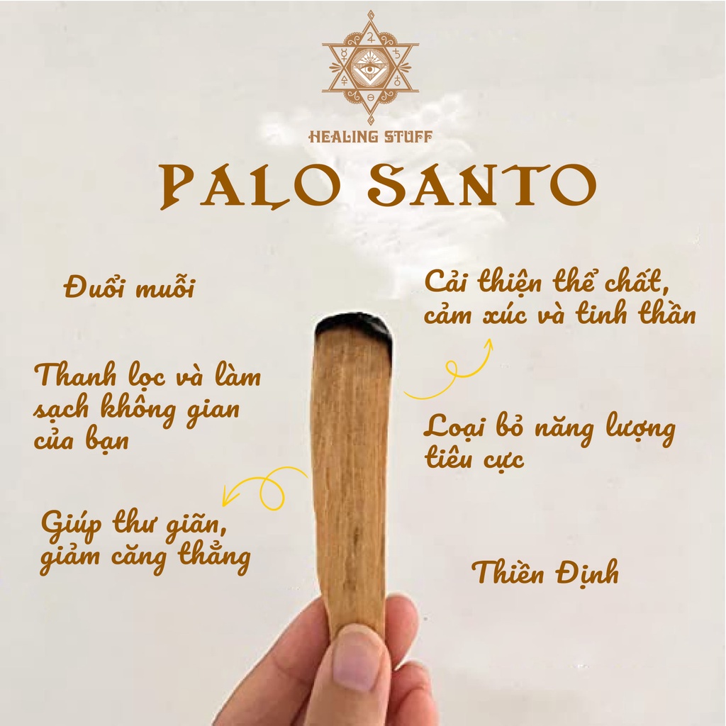 Combo 3-5-7 thanh Palo santo tặng mặt dây đá hình trụ D26 ngẫu nhiên