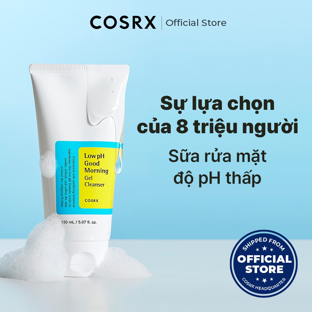 Sữa rửa mặt dạng gel COSRX 50ml chiết xuất trà xanh độ pH thấp cho buổi sáng