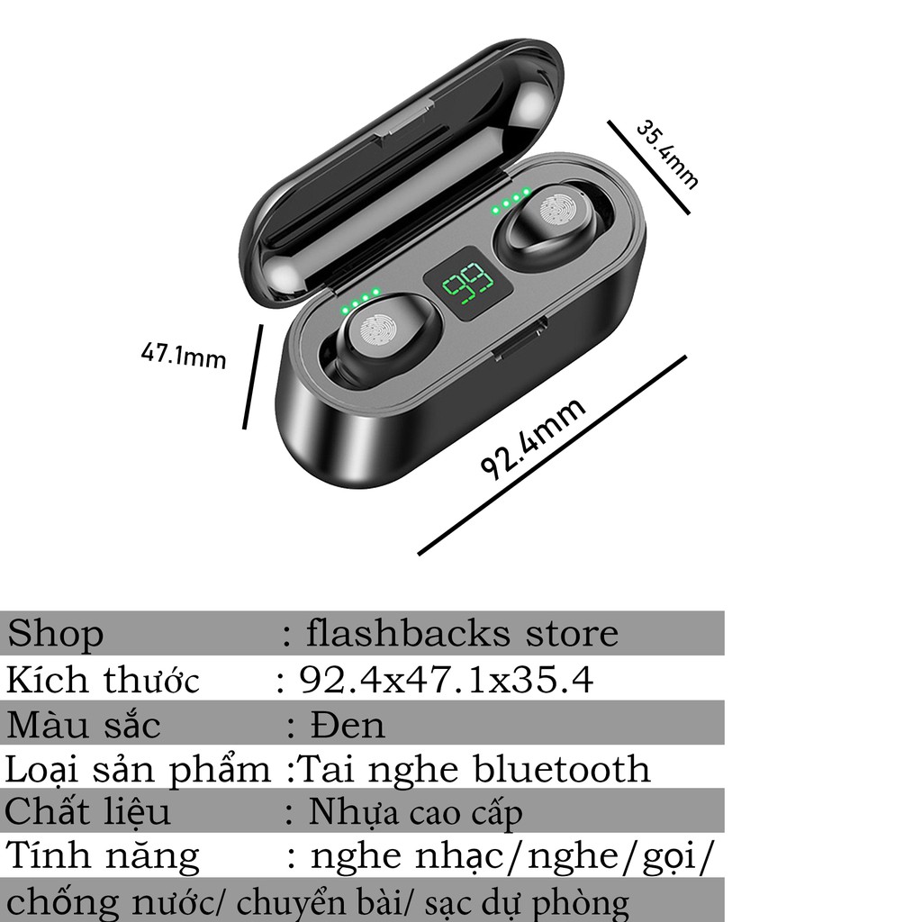 Tai Nghe Bluetooth - Tai Nghe F9 -TWS 5.0 - Chống ồn-Chơi Game- Sạc Dự Phòng - Chống Nước - Chính Hãng Bảo Hành 12 Tháng