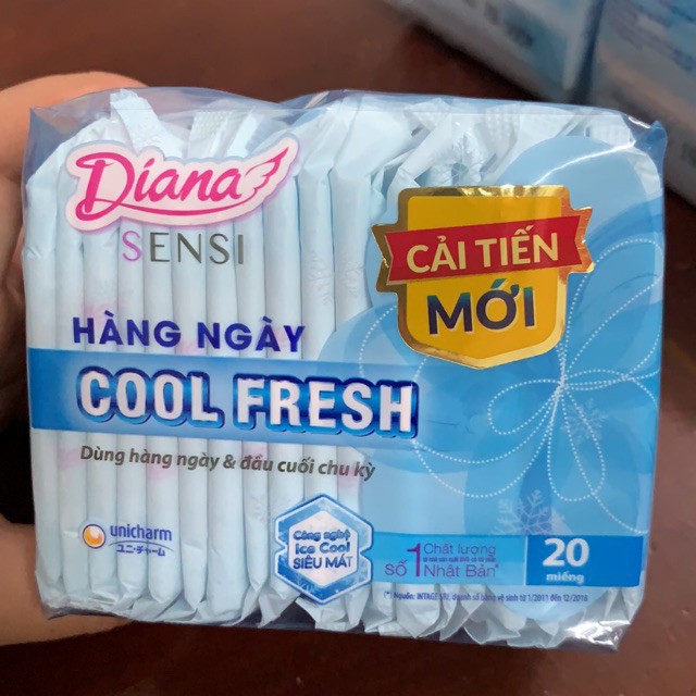 Gói 20 Miếng Băng Vệ Sinh Diana Sensi Hàng Ngày Cool Fresh date mới .