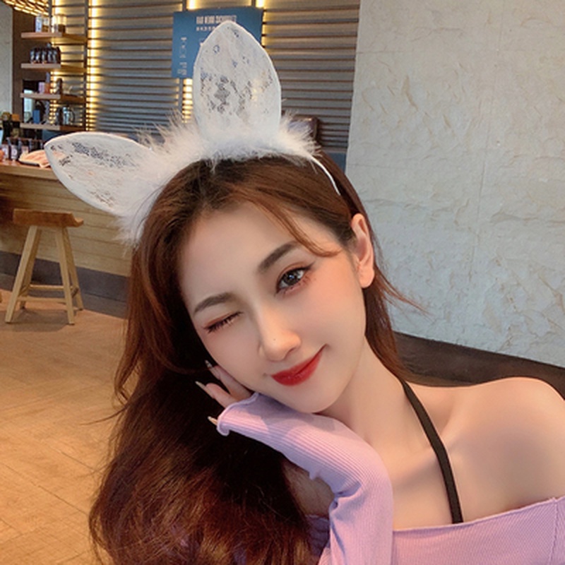 Cài Tóc Tai Mèo Phối Ren Phong Cách Hàn Quốc Thời Trang Quyến Rũ Dành Cho Nữ