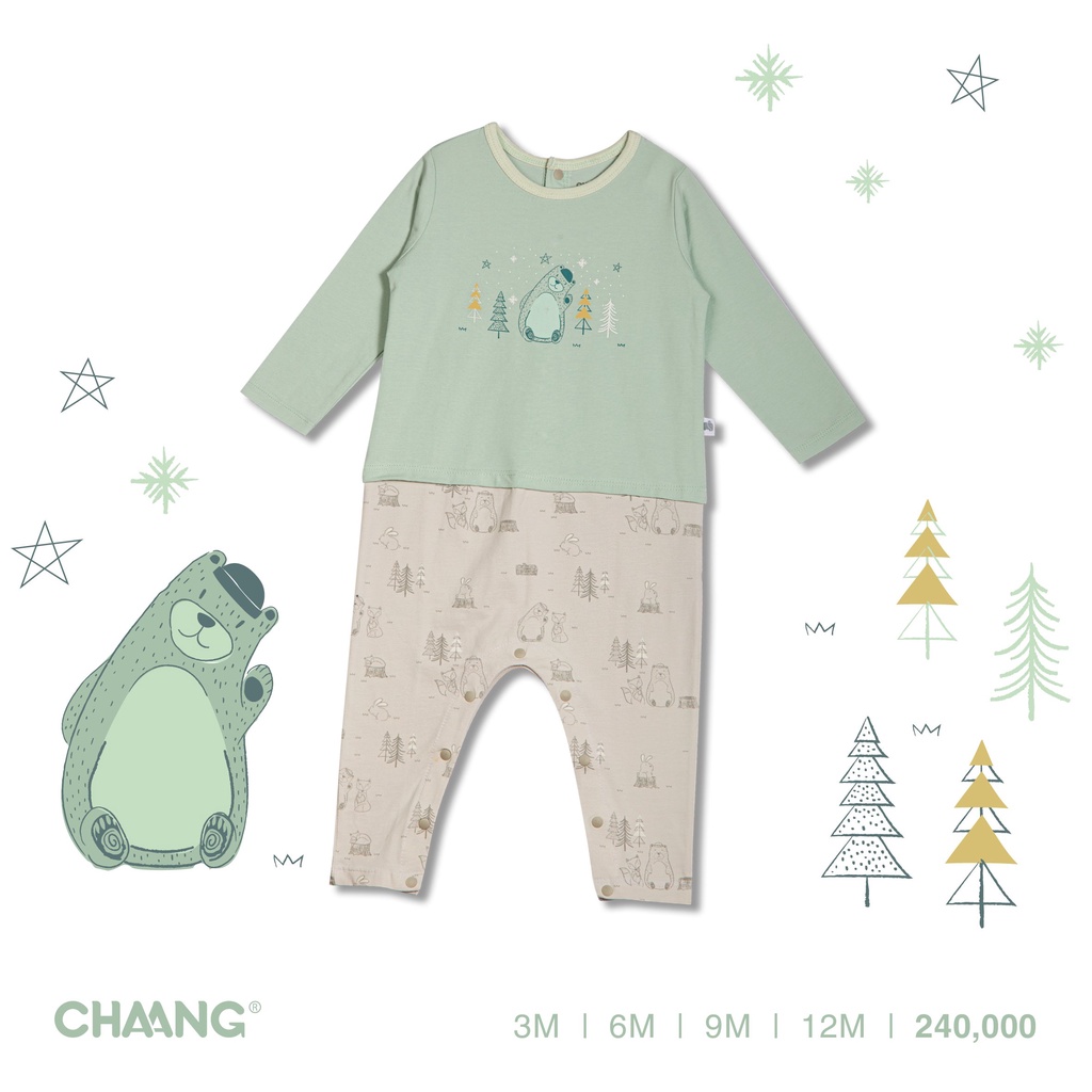 Chaang bộ body dài cúc sau cho bé Snow