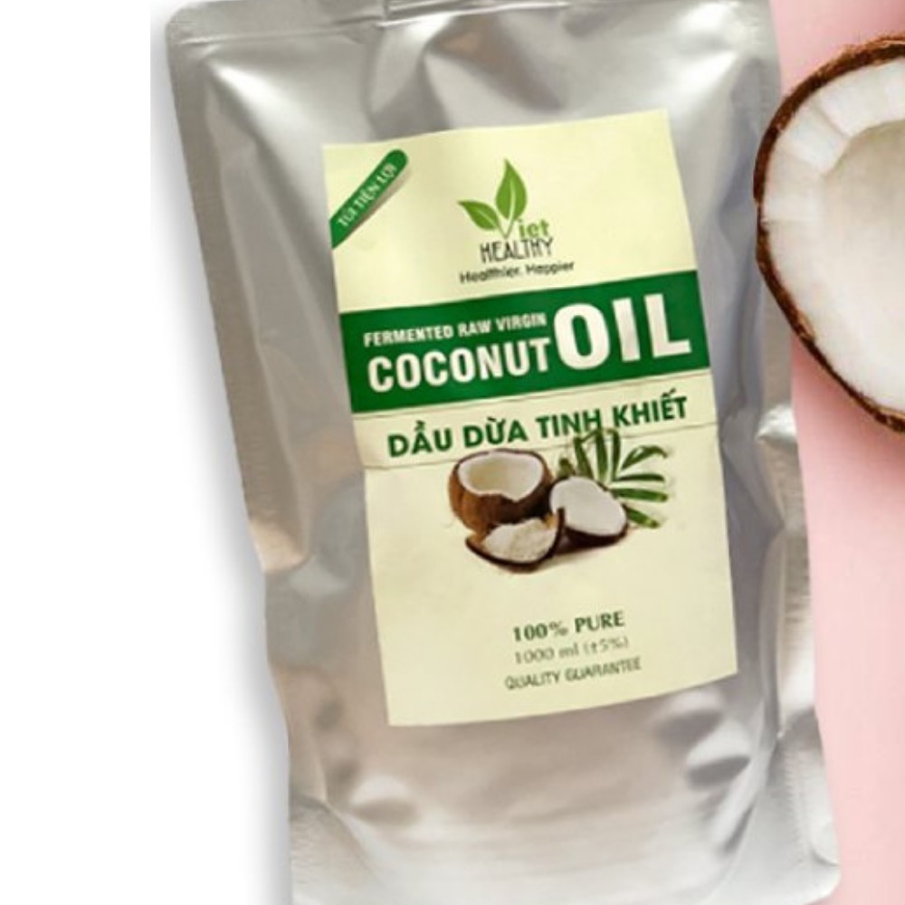 Dầu dừa (túi) nguyên chất Viet Healthy 1000ml | BigBuy360 - bigbuy360.vn