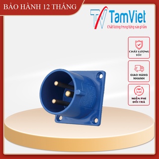 Phích cắm công nghiệp gắn âm 1 pha, phích cắm điện 1 pha 3 chấu 220V