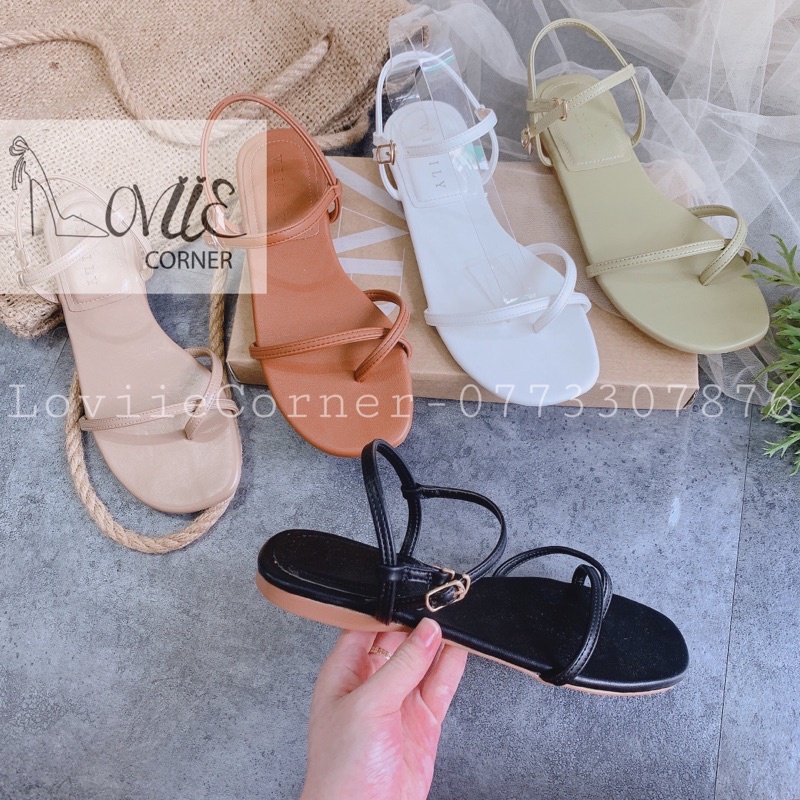 SANDAL NỮ XỎ NGÓN LOVIIECORNER - GIÀY SANDAL THỜI TRANG DÂY MẢNH - SANDAL ĐẾ BỆT QUAI MẢNH S210318