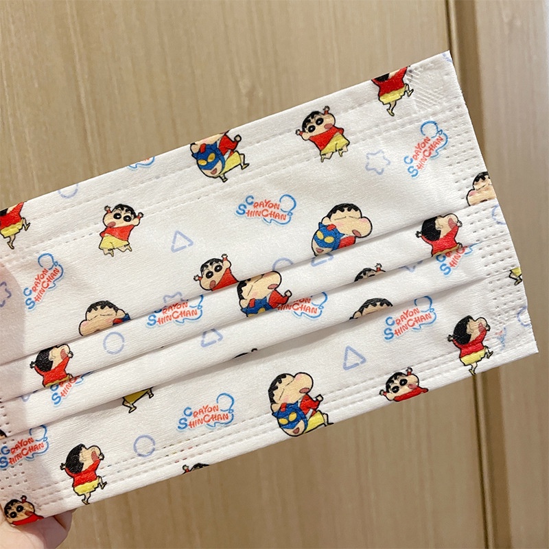 Set 10 / 20 / 30 / 40 / 50 Khẩu Trang 3 Lớp In Hình Cậu Bé Bút Chì Shin-chan Dễ Thương