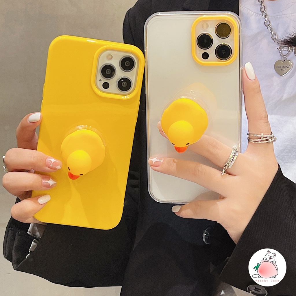Ốp điện thoại tpu mềm có giá đỡ túi khí hình vịt thích hợp cho iPhone 11 Pro Max X XS XR XSMax Xs Xr 8 7 Plus 12mini