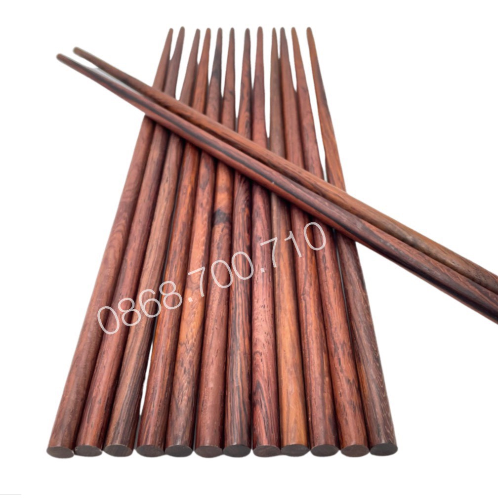 Đũa gỗ Cẩm Lai đỏ cao cấp kiểu trơn - không sơn phủ PU- giữ nguyên vân gỗ tự nhiên- hàng cao cấp xuất nhật