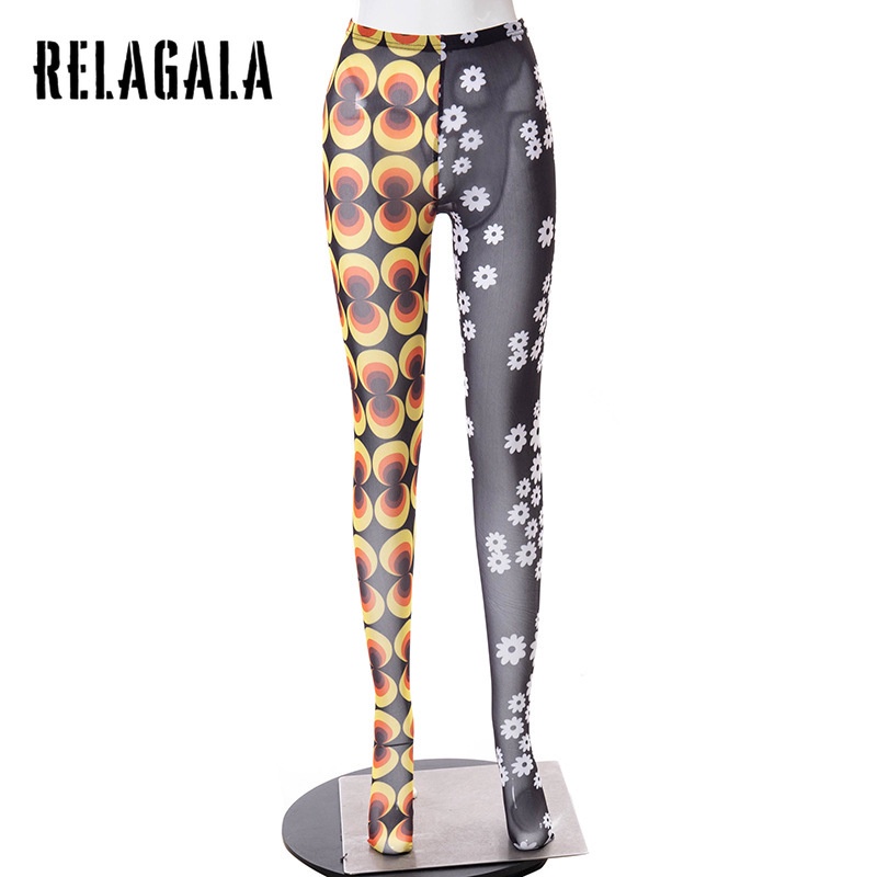 Relagala Quần Dài Phối Lưới In Họa Tiết Màu Tương Phản Thời Trang Cho Nữ 2021 | BigBuy360 - bigbuy360.vn