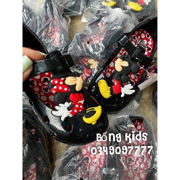 Giày Nhựa Bé Gái Minnie&amp;Mickey Đen DN