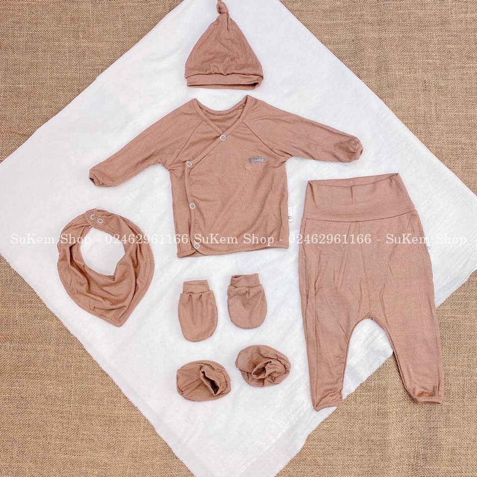 Bộ cài lệch quần cạp bo Cookie cotton