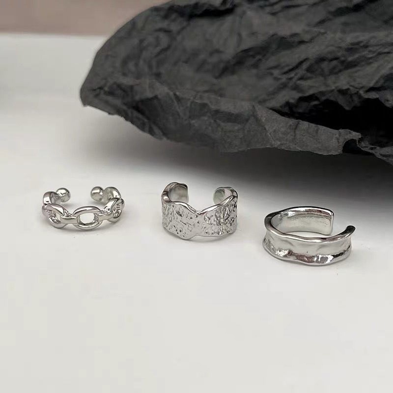 3 Khuyên tai dạng kẹp màu bạc phong cách trẻ trung dành cho nữ