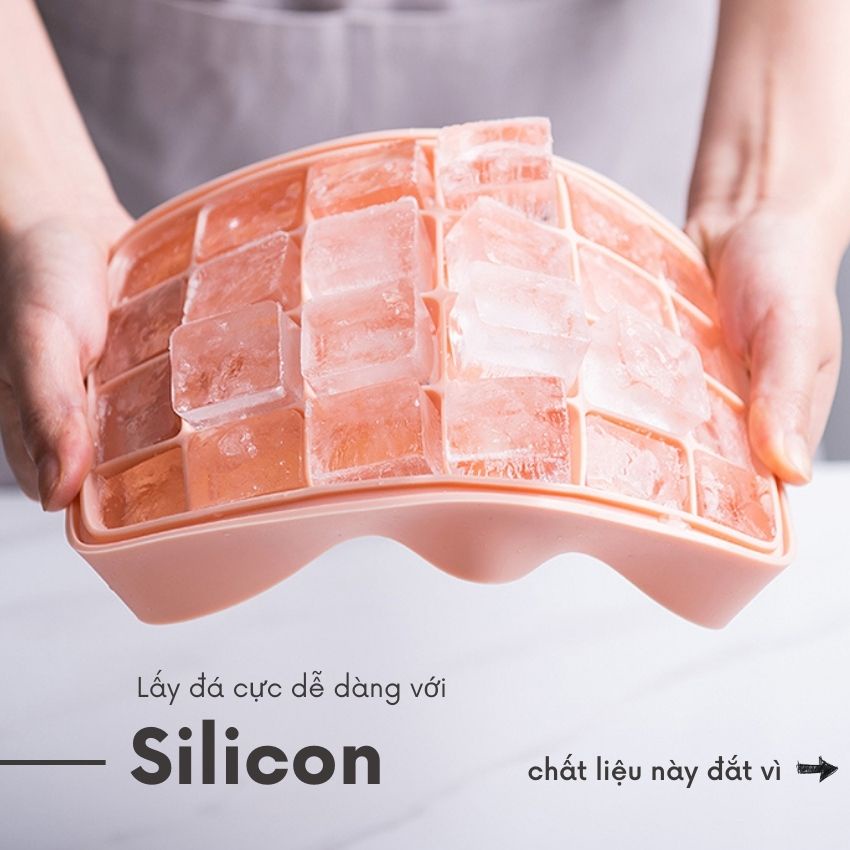 Khay đá silicon có nắp cao cấp FEEKA ngăn mùi - chống tràn, khuôn đá silicon để tủ lạnh 24 ô