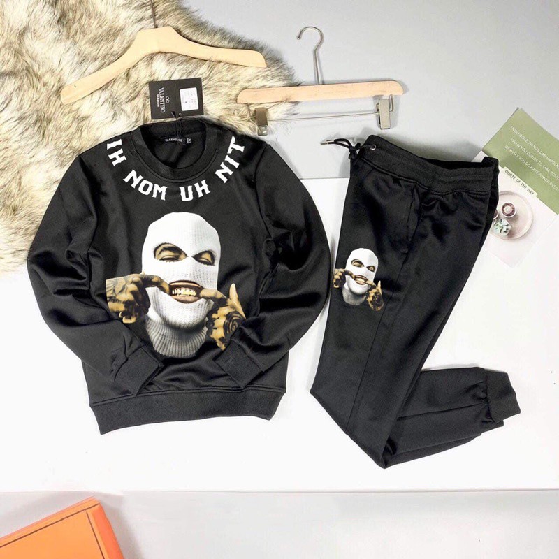 Bộ Nỉ Nam Thu Đông - Bộ Nỉ Nam Ninja Mùa Đông Chất Nỉ Cotton Tàu Màu Đen Phong Cách Dân Chơi - HDNI1