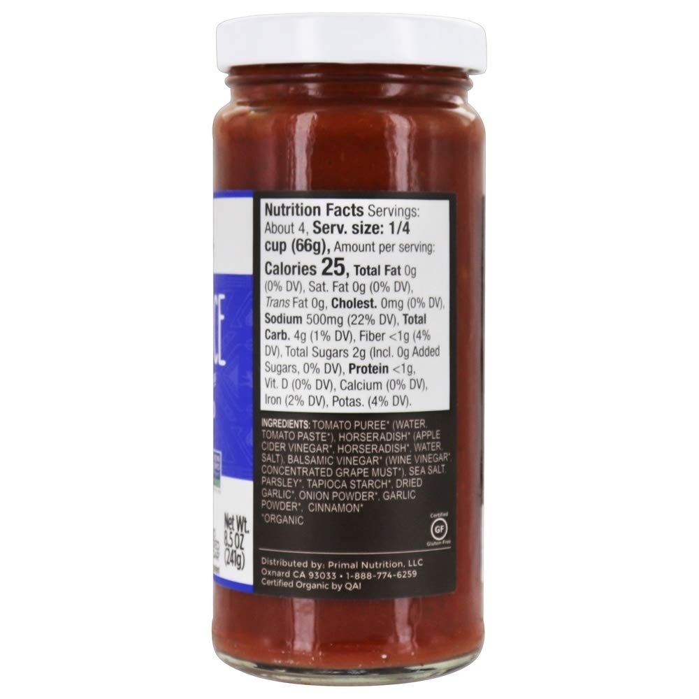 SỐT CHẤM HẢI SẢN COCKTAIL HỮU CƠ - KHÔNG THÊM ĐƯỜNG Primal Kitchen Unsweetened Cocktail Sauce - Organic, 241g (8.5 oz)