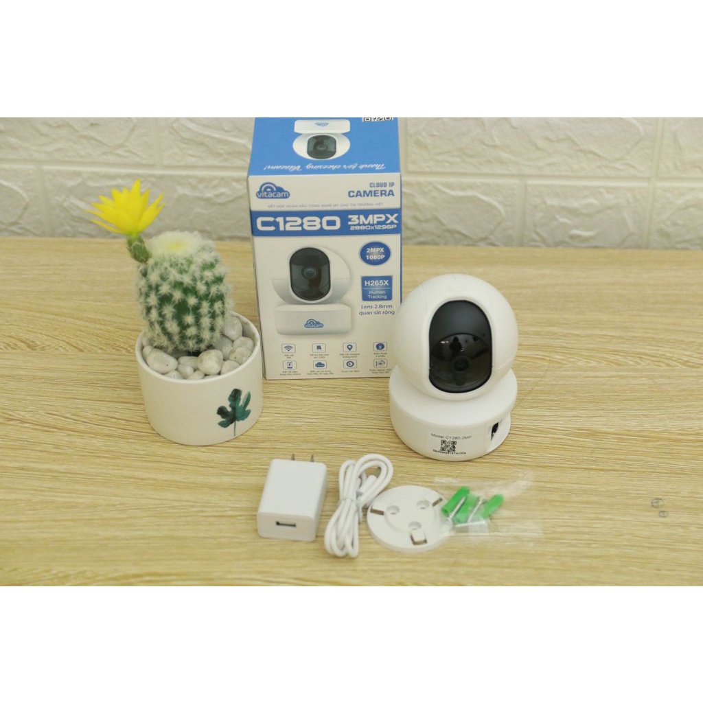 Camera IP Wifi Vitacam C1280 2.0MP FullHD 1080P hồng ngoại ban đêm - đàm thoại 2 chiều (Trắng) - Phụ Kiện 1986