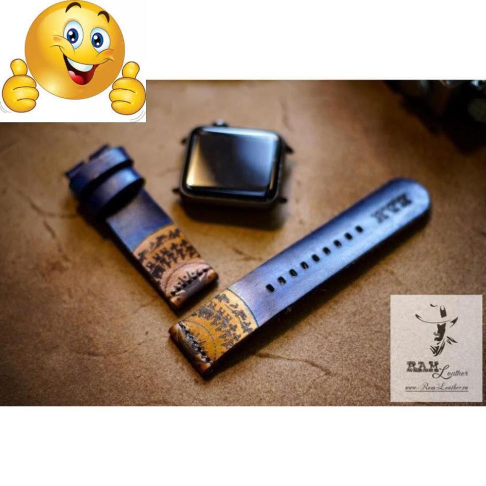 Dây Apple Watch Trống Đồng Da Bò Thật Rất Đẹp Ý Vegtan Xanh Navy - Ram Simple Trống Đồng - Đủ Size