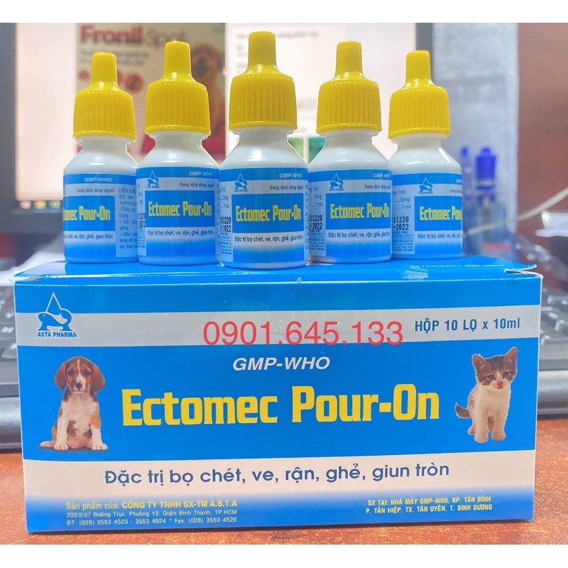 Ectomec Pour-On - Loại bỏ Ve, Rận, Bò Chét Chó Mèo