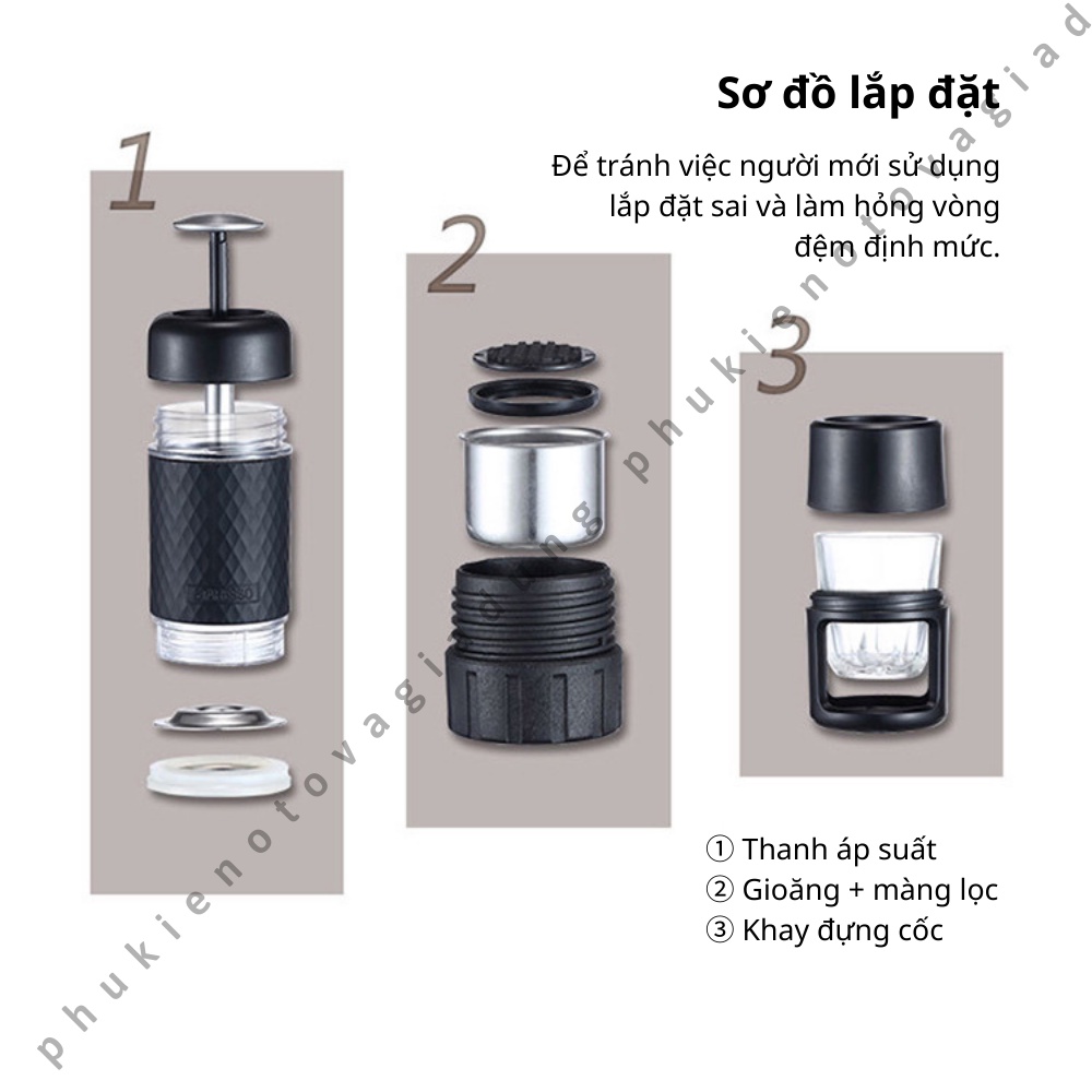 Máy pha cà phê cầm tay, máy pha cà phê mini STARESSO SP-200 Bản nâng cấp 2022- phukienotovagiadung