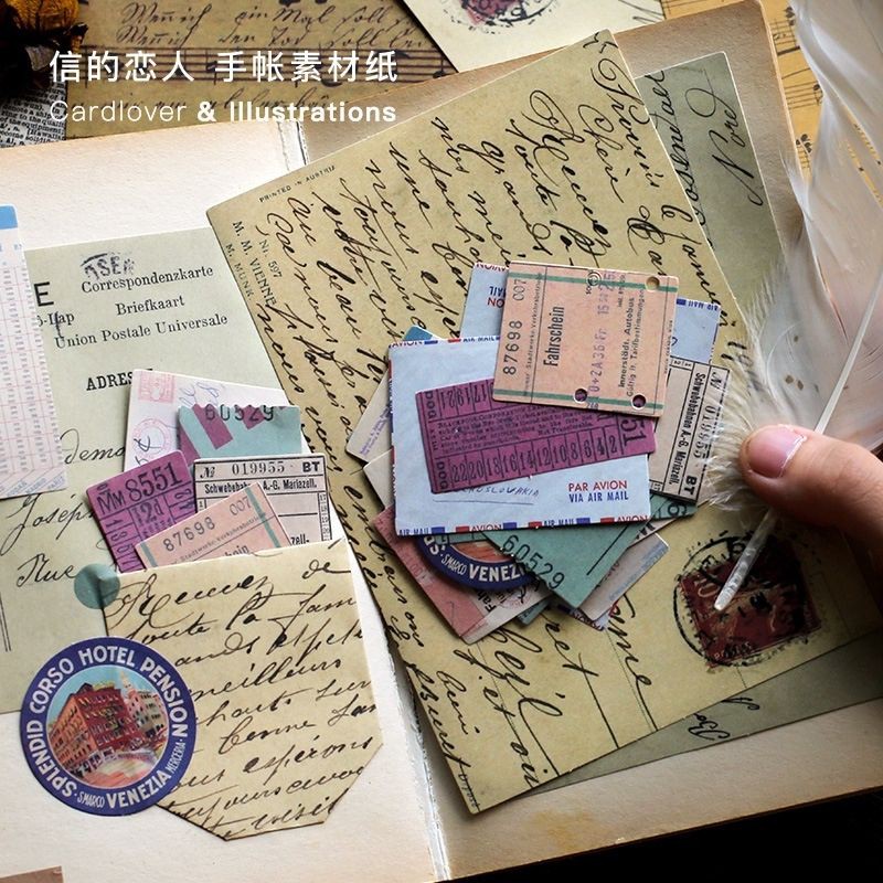 Gói 40 nhãn dán sticker phong cách vintage Tả Bí Lù Store