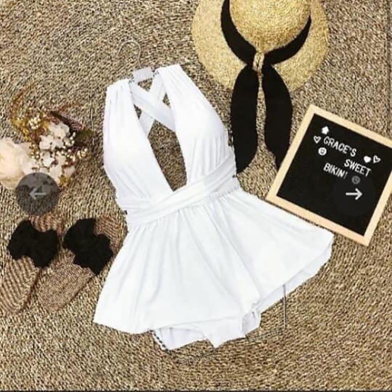 Bikini 1 mảnh váy xòe buộc eo nâng ngực quyến rủ đi biển 1 đổi 1 ảnh thật 100% có video thật mẫu mới 2021| LM005 SỐC