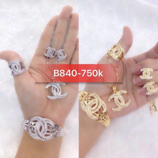 Bộ ttang sức xi vàng và bạch kim cao cấp B840
