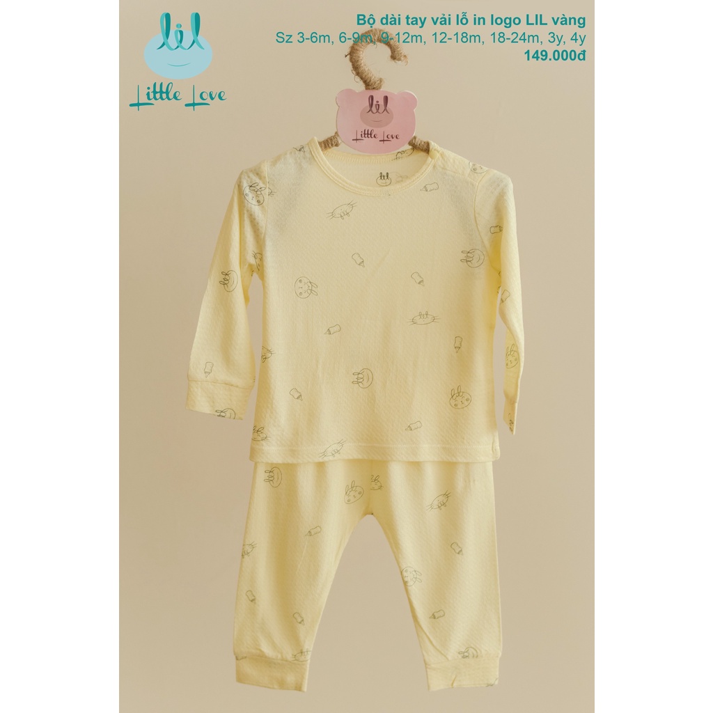 Bộ dài tay cho bé gái và bé trai chất vải cotton in hình dễ thương LiL