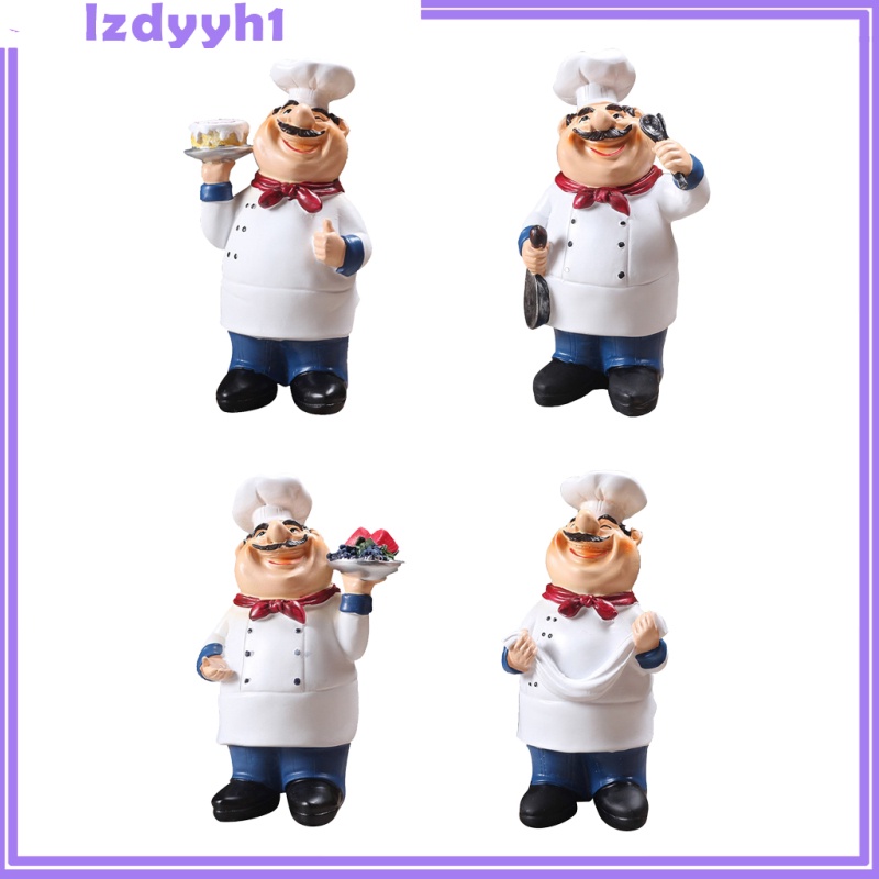 JoyDIY  4Pcs Resin Kitchen Chef Statue Figurine Decor Home Table Centerpiece