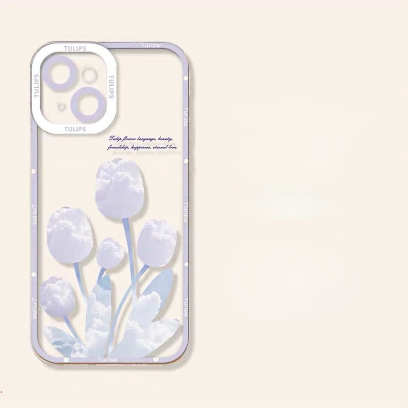 Ốp Điện Thoại Silicon Dẻo Trong Suốt Họa Tiết Hoa Tulip Thời Trang Cho IPhone 13 12 11 Pro MAX X XR XS MAX 8 7 6 Plus