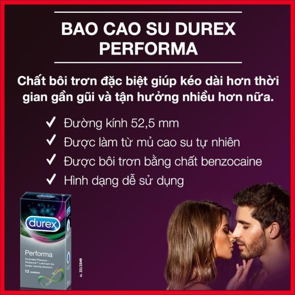 Bao Cao Su Durex Performa(Free Ship) Hàng Chính Hãng, Bao Siêu Mỏng, Chống xuất tinh sớm, kéo dài quan hệ