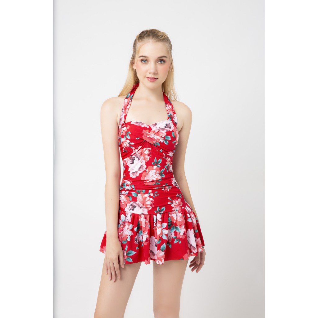 [Mã WABRM50 giảm 15% đơn 99k] BIKINIPASSPORT - Một mảnh váy áo cột cổ - Đỏ BS372_RD