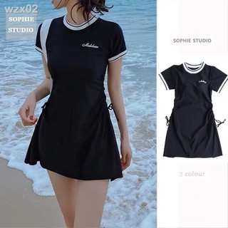 Áo tắm kiểu hàn quốc váy boxer xẻ tà nữ sinh viên bảo thủ che bụng giảm béo kỳ nghỉ mát mẻ suối nước nóng