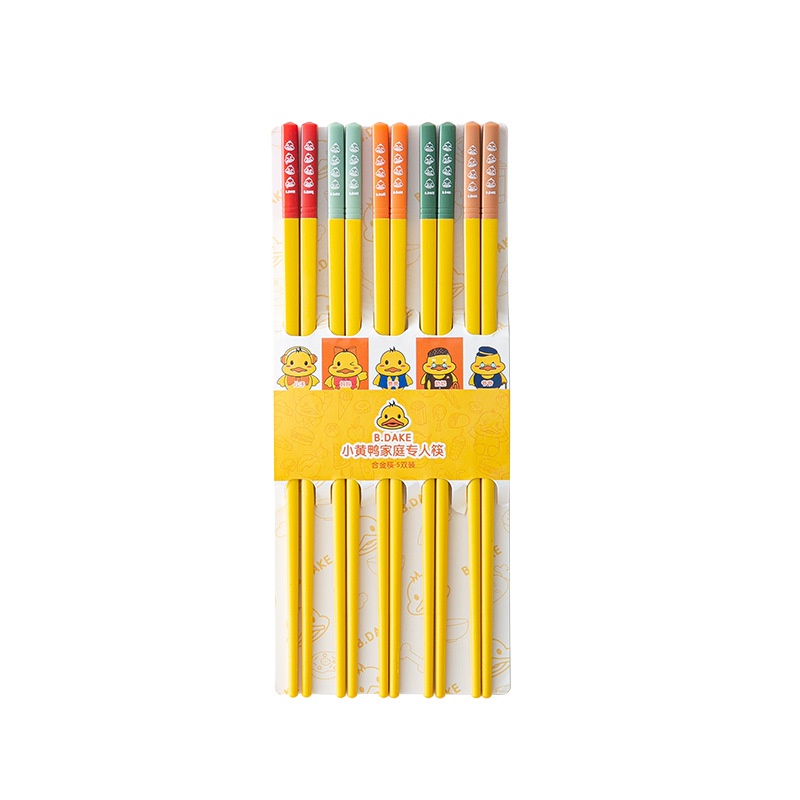 Bộ 5 Đôi Đũa Hợp Kim Chống Trượt Chống Nấm Mốc Họa Tiết Vịt Hoạt Hình Dễ Thương