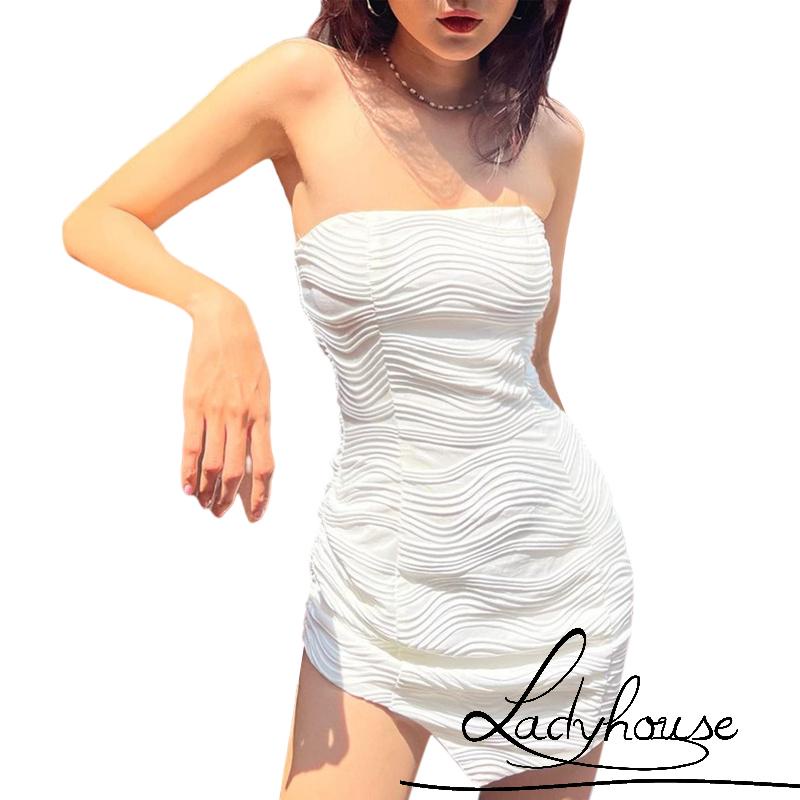 Đầm Mini Ôm Dáng Không Tay Hở Lưng Màu Trơn Cho Nữ