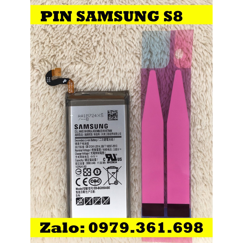 Pin SamsSung S8 (G950 ) - Hàng new ( bảo hành 3 tháng ) - Tặng keo dán pin