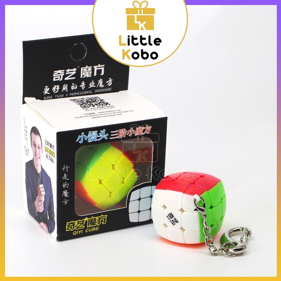 Móc Khóa Rubik 3x3 Stickerless Qiyi Cube Rubic 3 Tầng Đồ Chơi Trí Tuệ