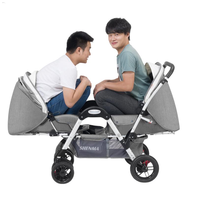 Xe đẩy trẻ em đôi có thể ngồi và nằm đôi đối mặt với xe đẩy gấp giảm chấn