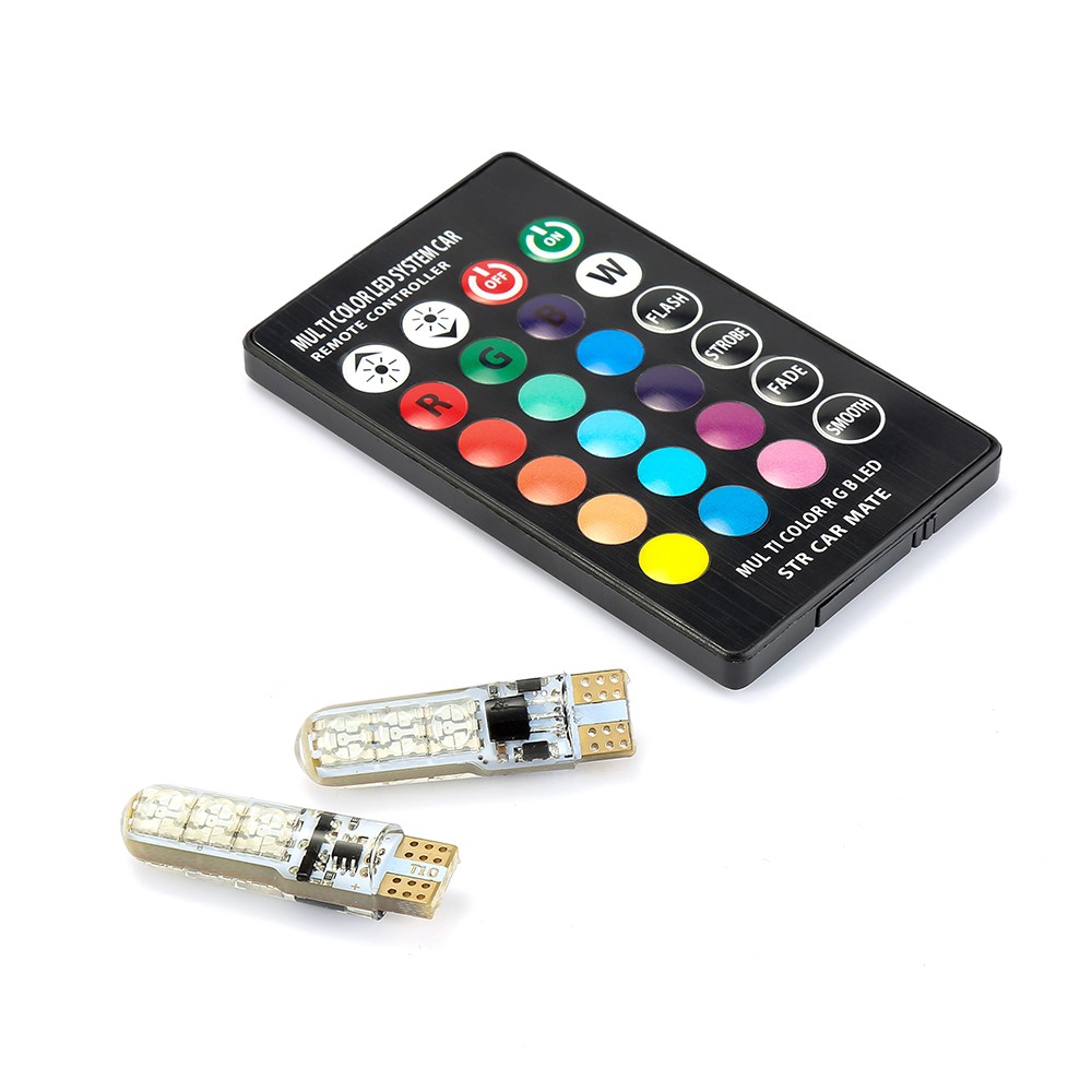 Bóng đèn LED RGB T10 5050 W5W 194 168 kèm điều khiển từ xa tiện lợi cho xe hơi