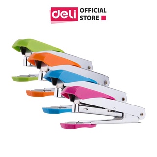Dập ghim 15 trang loại #10, xanh, đỏ tím, cam, xanh lá - deli e0260