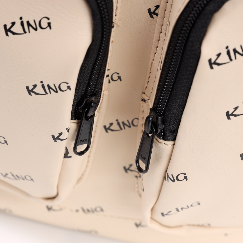 Balo Da Backpack Unisex Chống Nước Balo Backpack King-Màu Kem