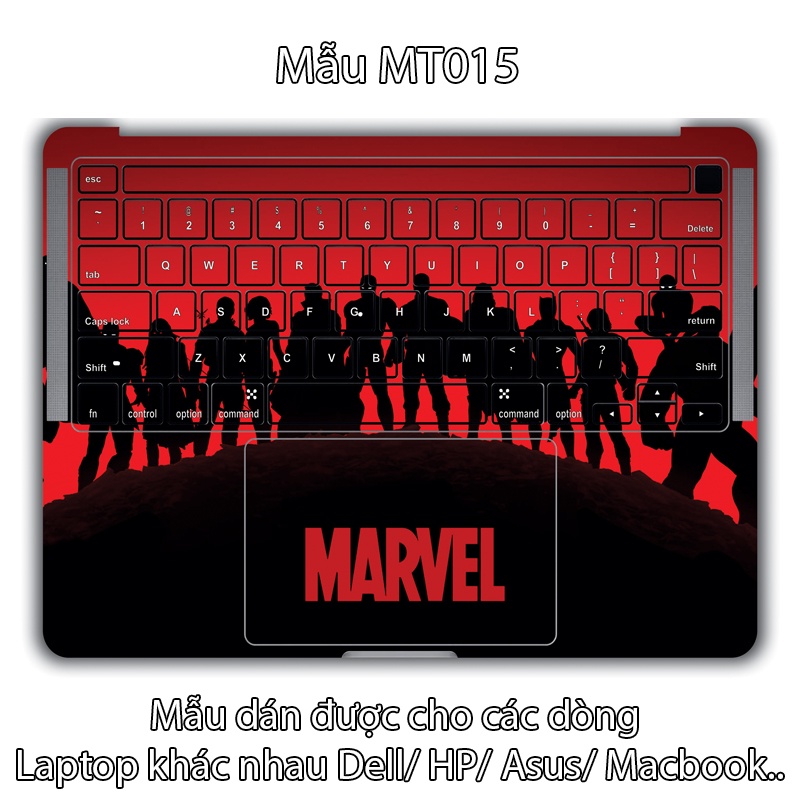 Miếng Dán Laptop - Mẫu Marvel đỏ MT015- Dán cho Dell, Hp, Asus, Lenovo, Acer, MSI, Surface,Vaio, Macbook