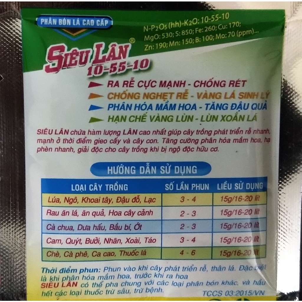 Phân bón SIÊU LÂN 10-55-10+ TE