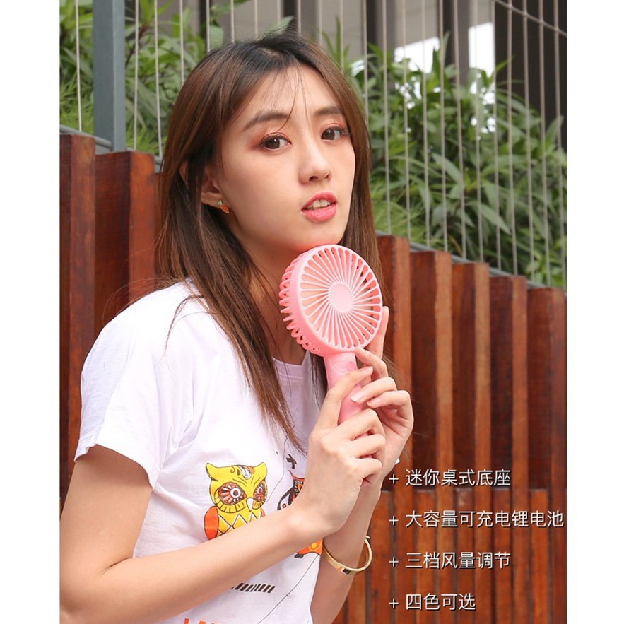 Quạt mini sạc pin cầm tay, quạt mini 4 cánh có đế để bàn B00 | BigBuy360 - bigbuy360.vn