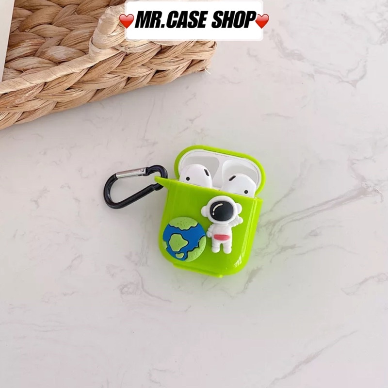 [ CÓ AP 3 ] Case Airpods 1/2 /Pro Vỏ Ốp Tai Nghe Hình Phi Hành Gia Màu Xanh Lá - Mr.Case AirPods
