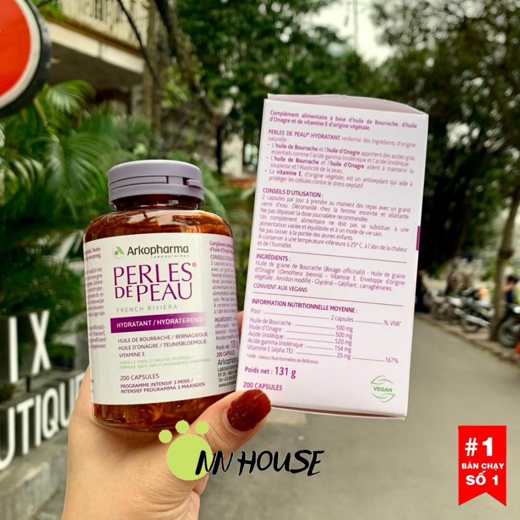 Viên uống đẹp da Perles de Peau Arkopharma Pháp vitamin e,tinh dầu hoa anh thảo, lưu ly trắng da,dưỡng ẩm,ngừa lão hóa