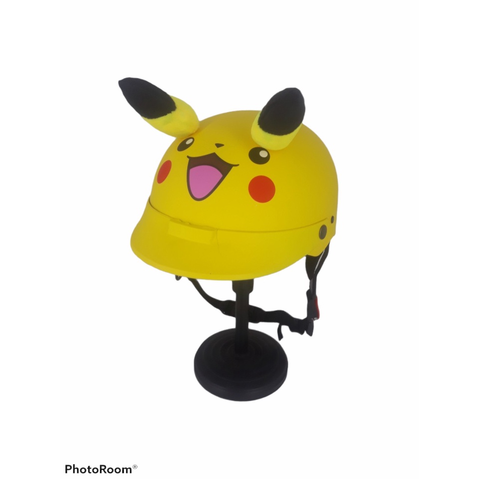 Mũ bảo hiểm nửa đầu PIKACHU có sừng + lưỡi trai cho người lớn