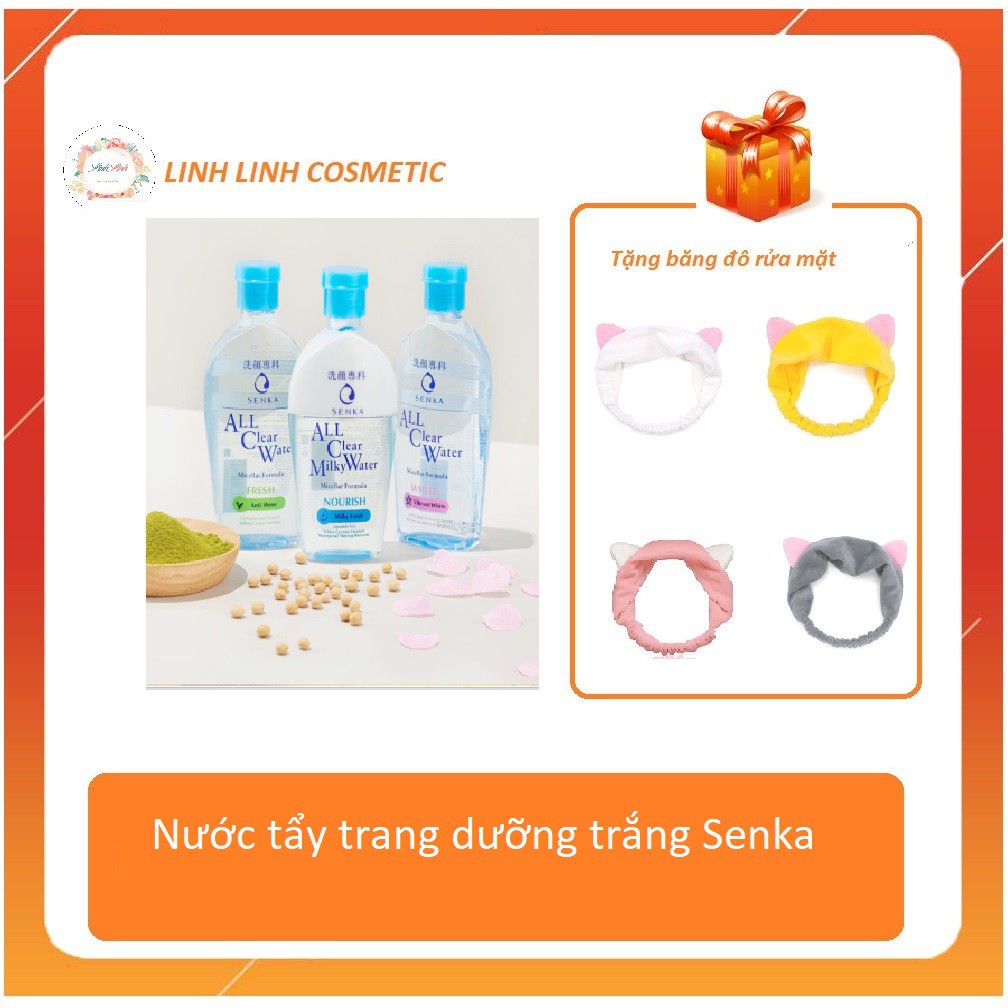 (tặng kèm băng đô) 230ml - Nước tẩy trang dưỡng trắng Senka All Clear Water Micellar Formula White