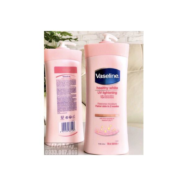 Sữa Dưỡng Thể Vaseline Healthy White UV Lightening 725ml màu hồng - Ấn Độ